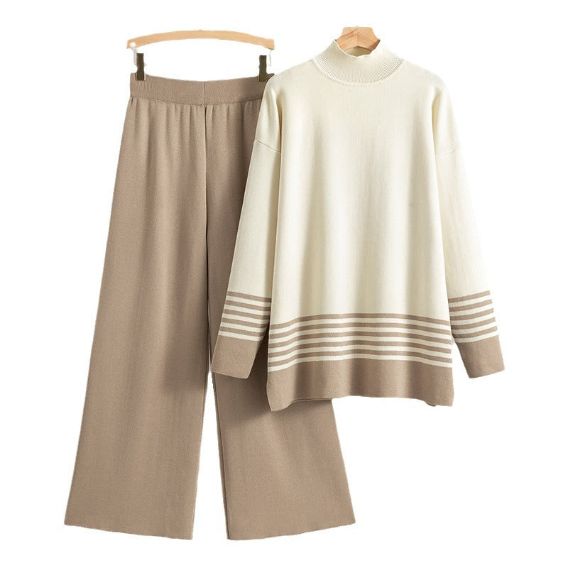 Lia - Classic and Comfortable Bicolor Set with Stand-Up Collar-15553173979509-Nancy & Mae Savannah