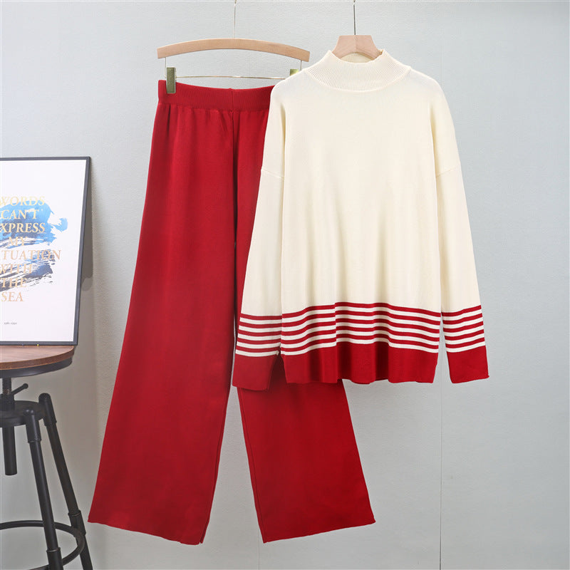 Lia - Classic and Comfortable Bicolor Set with Stand-Up Collar-15553173979509-Nancy & Mae Savannah