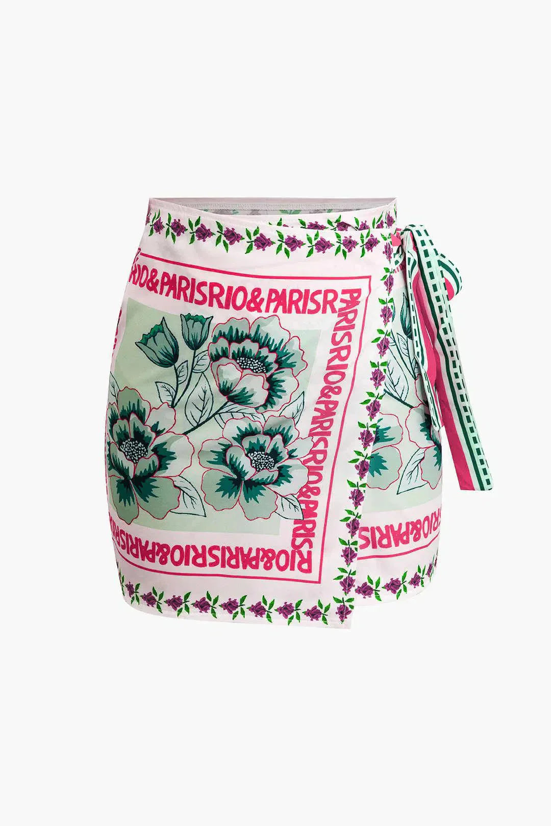 Licia – Knot detail – Floral wrap mini skirt-15133688234357-Mirella Fiore