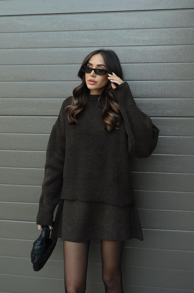 Lily - Cozy Sweater Skirt Set-15549009297781-Mirella Fiore
