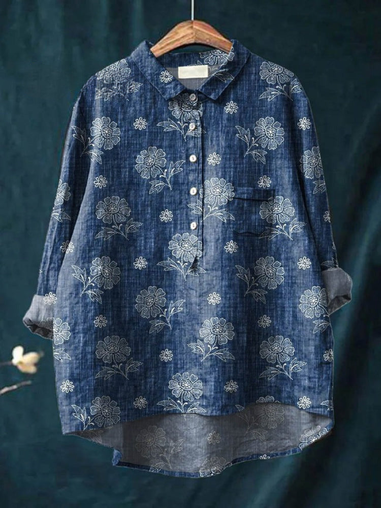 Lina - Vibrant Floral Embroidered Shirt-15542212886901-Mirella Fiore