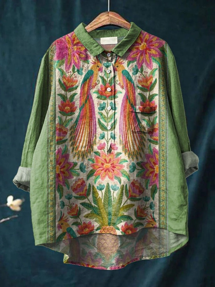 Lina - Vibrant Floral Embroidered Shirt-15542212886901-Mirella Fiore