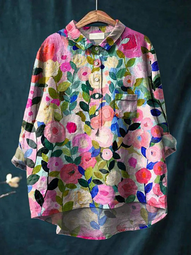 Lina - Vibrant Floral Embroidered Shirt-15542212886901-Mirella Fiore