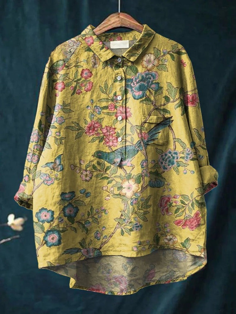 Lina - Vibrant Floral Embroidered Shirt-15542212886901-Mirella Fiore