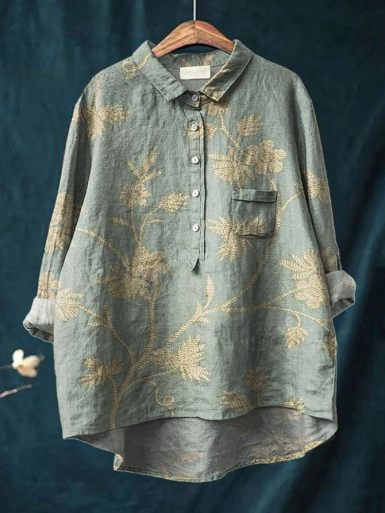 Lina - Vibrant Floral Embroidered Shirt-15542212886901-Mirella Fiore