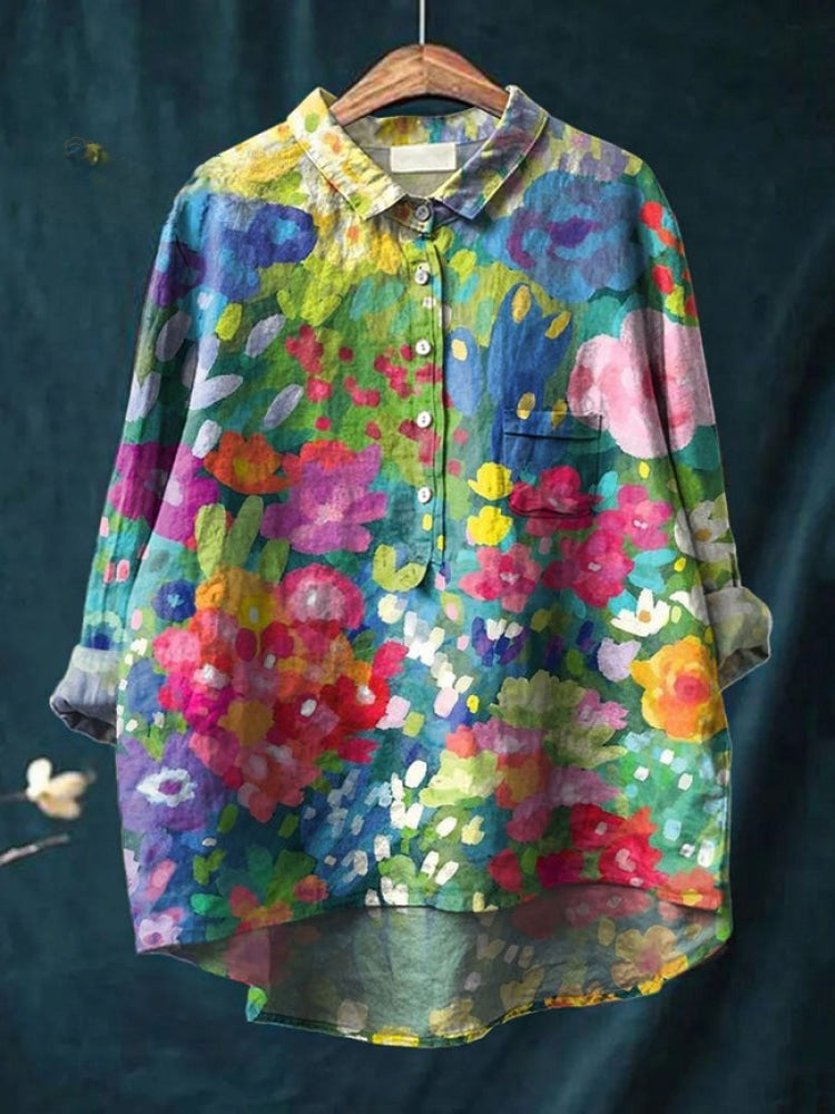 Lina - Vibrant Floral Embroidered Shirt-15542212886901-Nancy & Mae Savannah