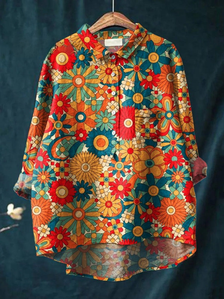 Lina - Vibrant Floral Embroidered Shirt-15542212886901-Nancy & Mae Savannah
