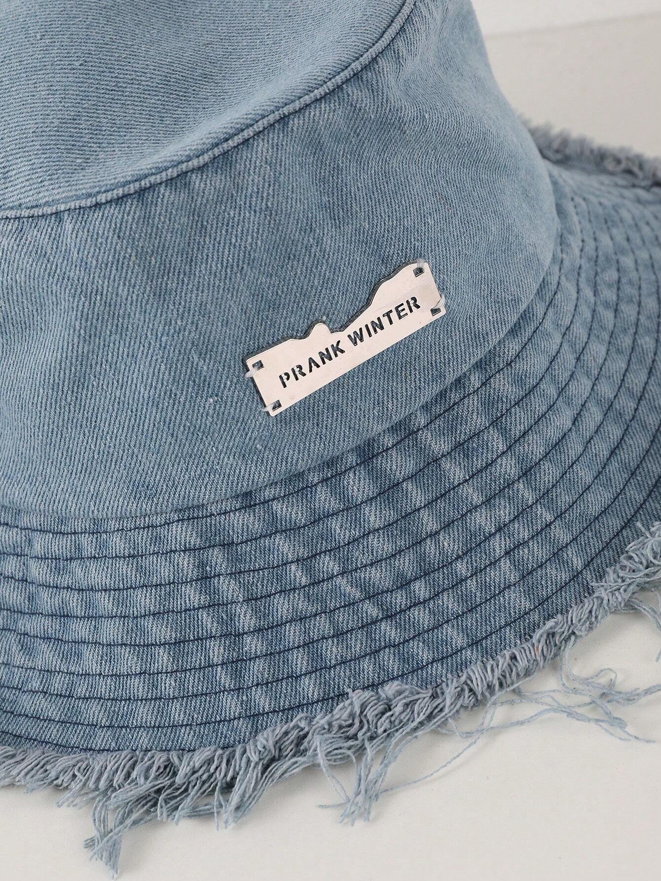 Lioré – Distressed edge – Washed denim bucket hat-15133817045365-Nancy & Mae Savannah