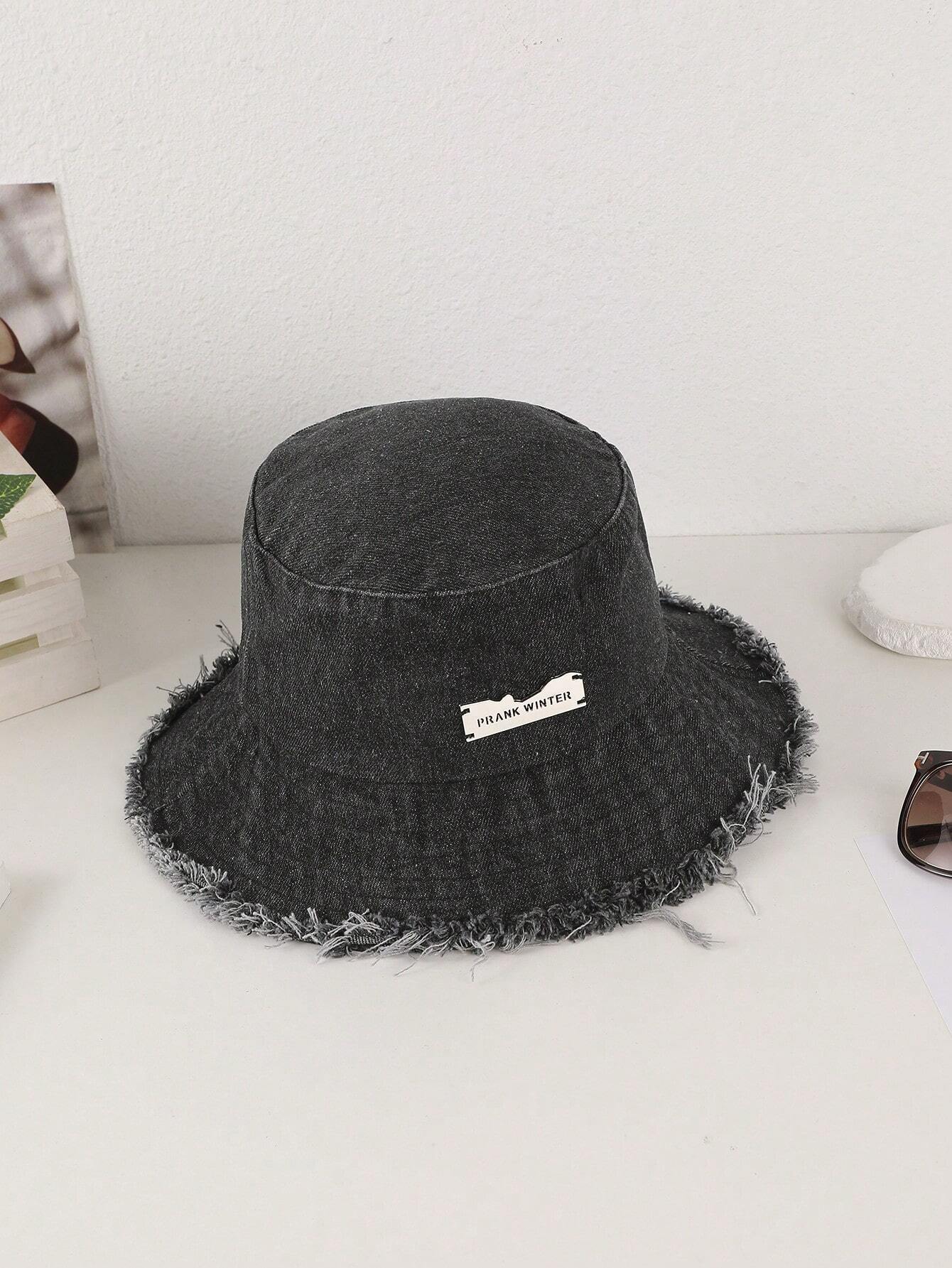 Lioré – Distressed edge – Washed denim bucket hat-15133817045365-Nancy & Mae Savannah