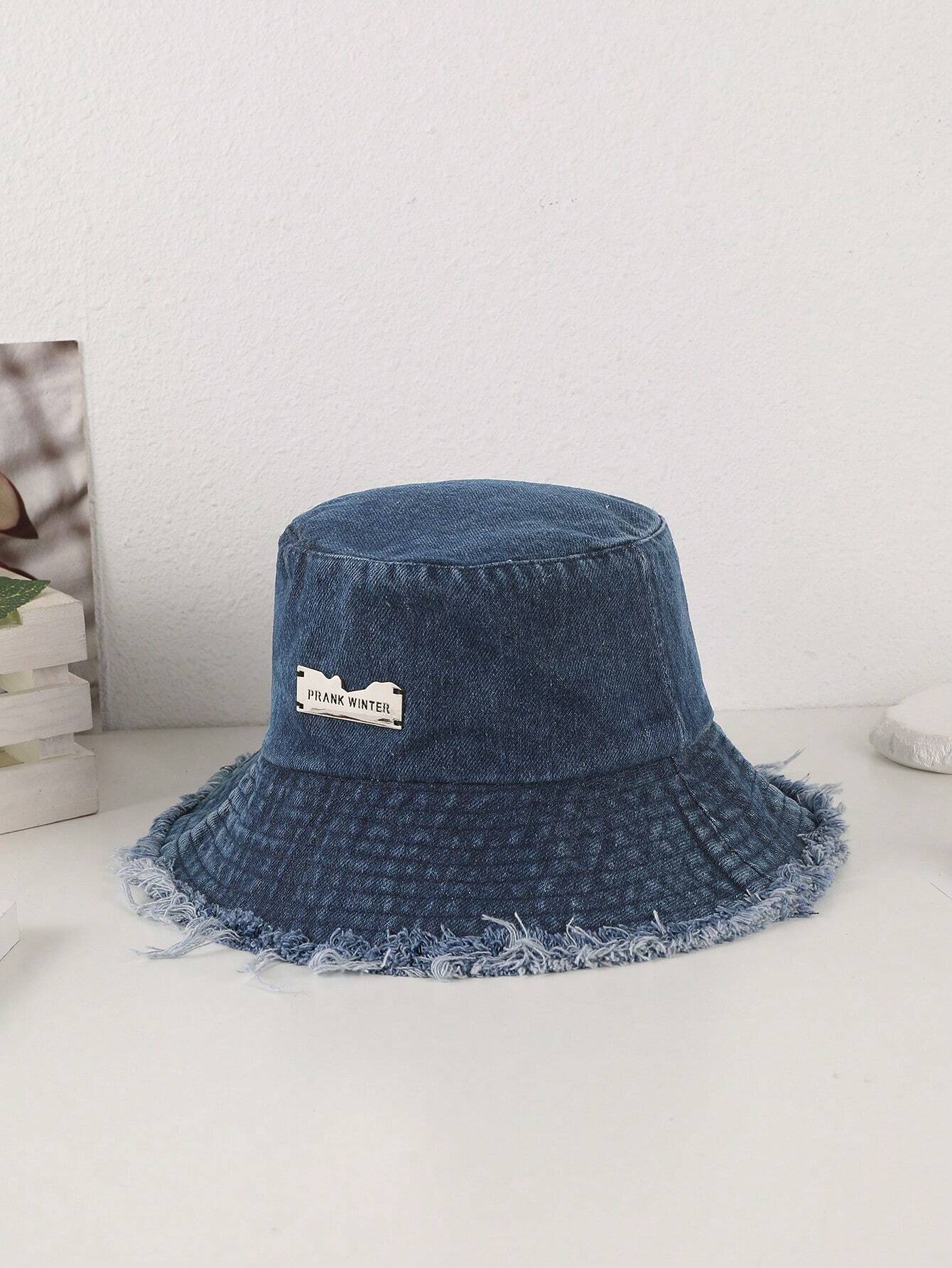 Lioré – Distressed edge – Washed denim bucket hat-15133817045365-Nancy & Mae Savannah