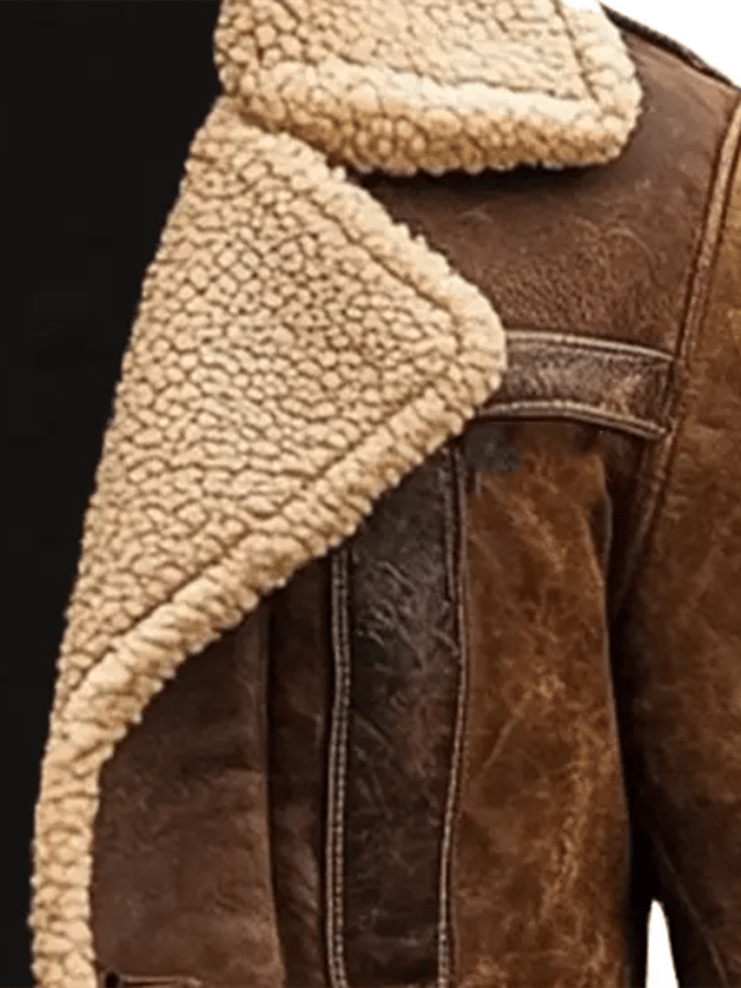 Logan - Men's Vintage Suede Patchwork Plush Multi-Pocket Reverse Collar Outdoor Jacket-15551926075765-Mirella Fiore
