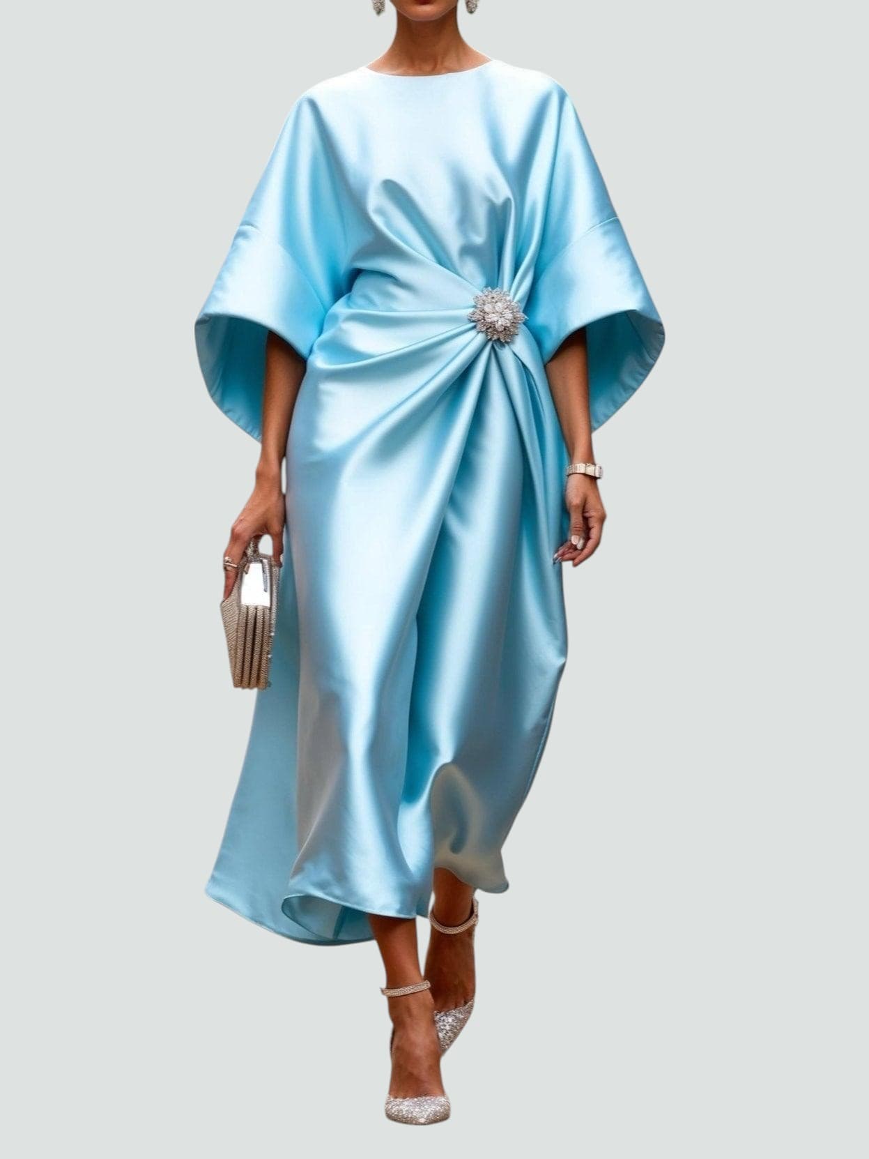 Lona - Elegant Long Satin Dress-15553262813557-Mirella Fiore