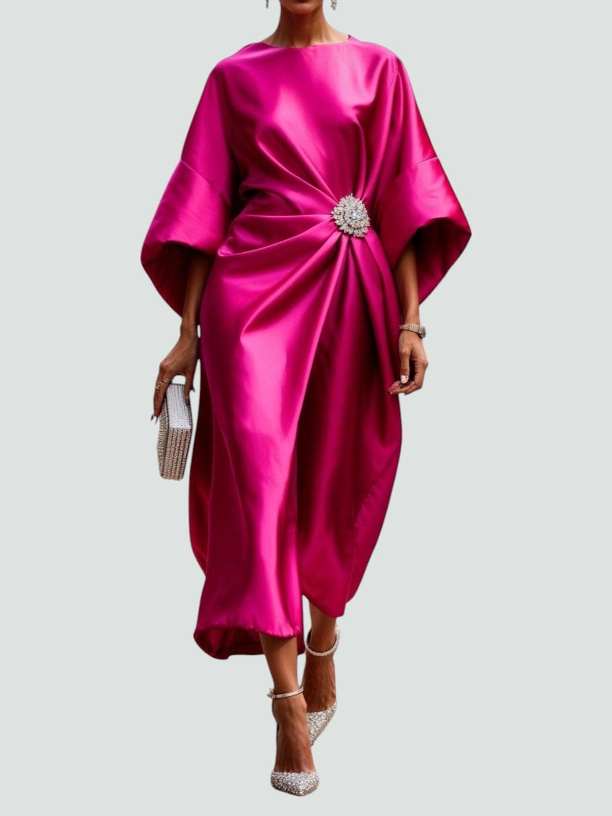 Lona - Elegant Long Satin Dress-15553262813557-Mirella Fiore