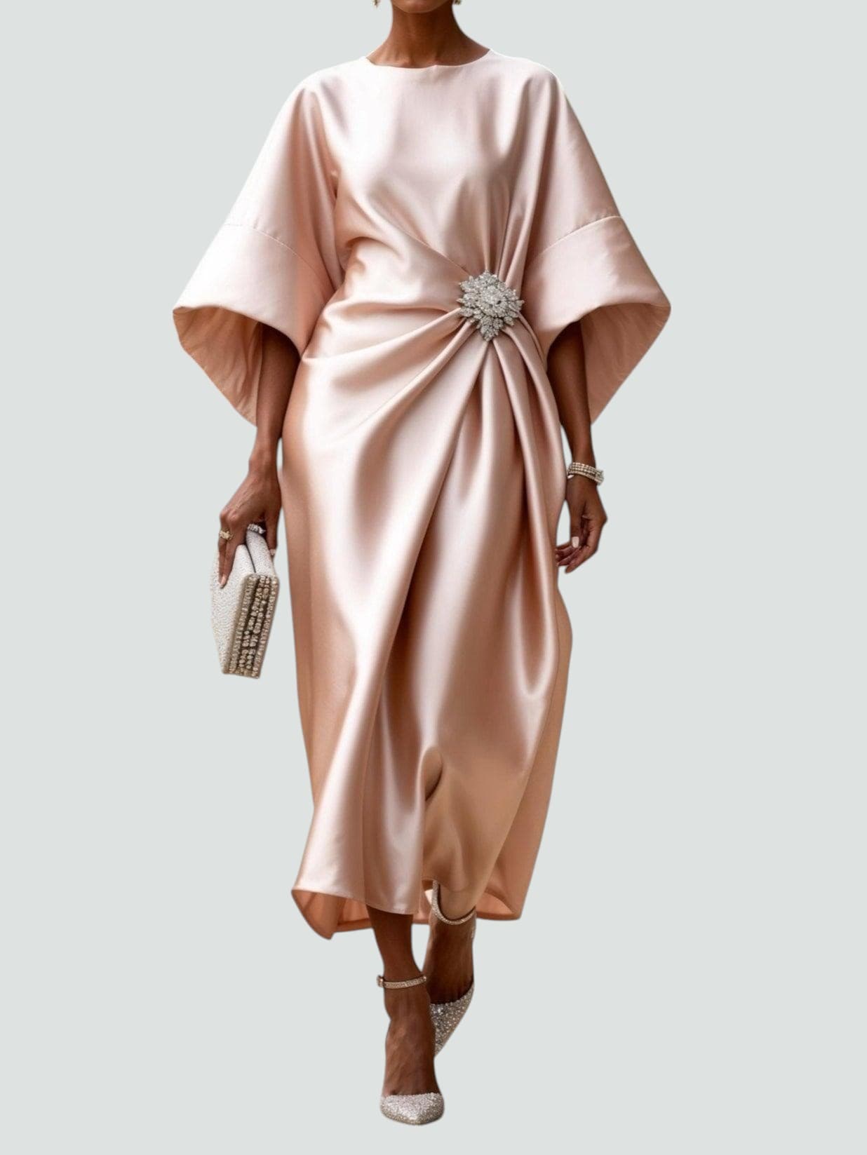 Lona - Elegant Long Satin Dress-15553262813557-Mirella Fiore