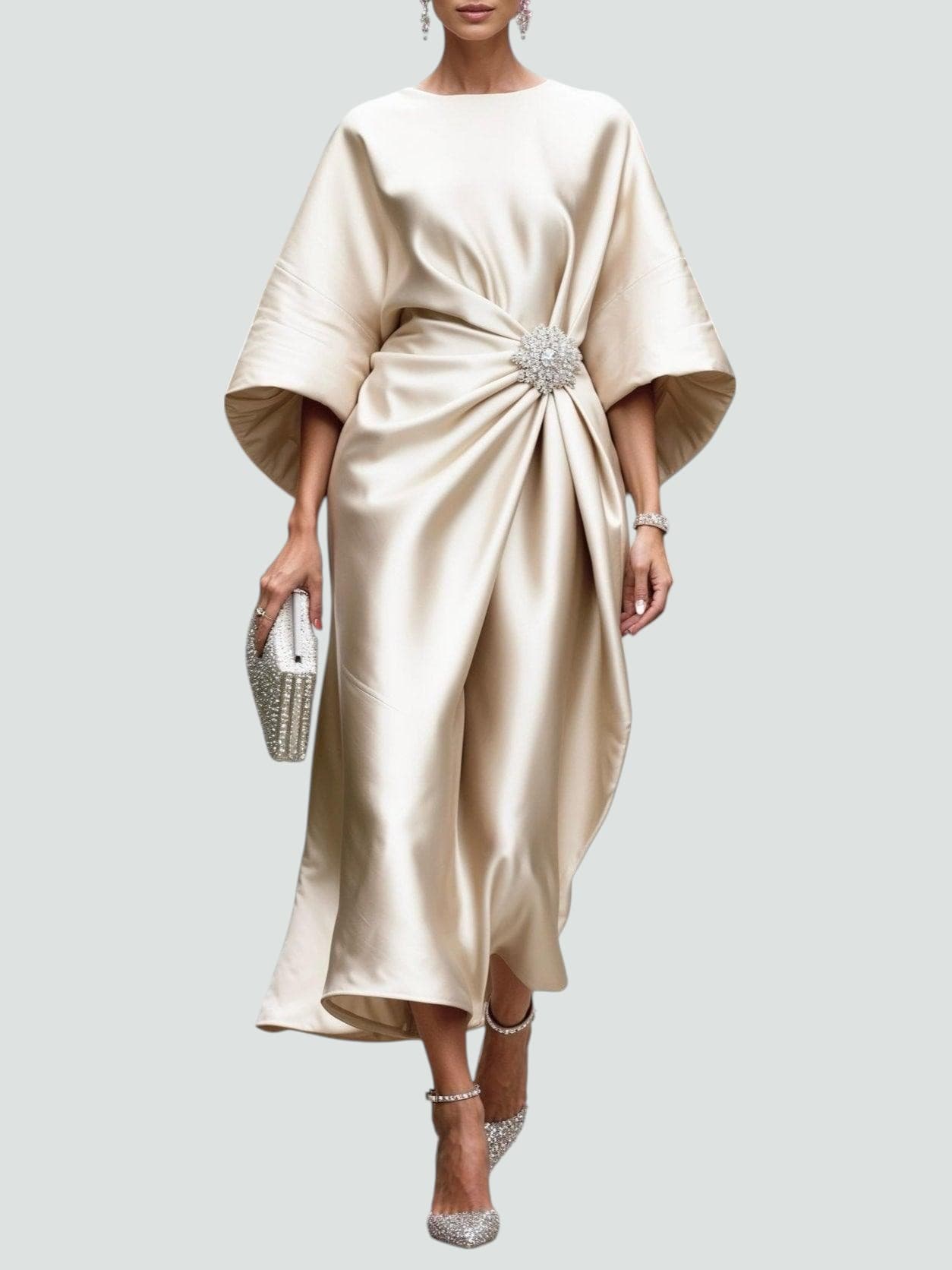 Lona - Elegant Long Satin Dress-15553262813557-Mirella Fiore