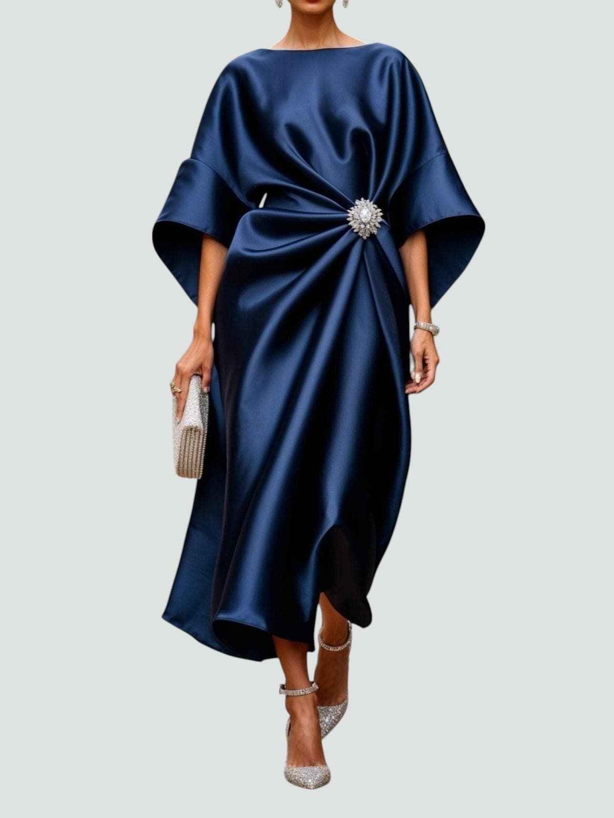 Lona - Elegant Long Satin Dress-15553262813557-Mirella Fiore