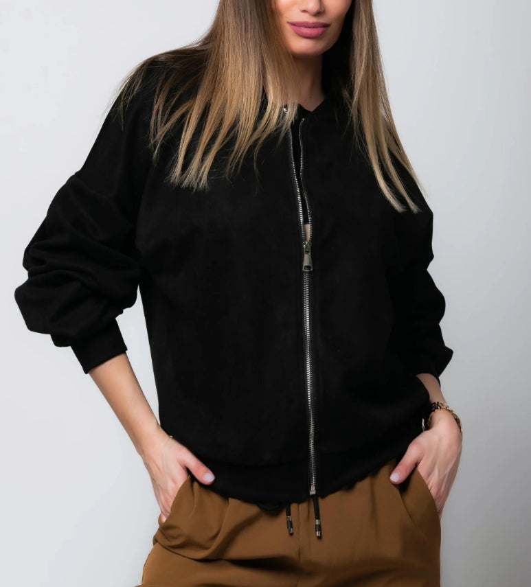 Luciana - Suede Bomber Jacket-15563530338677-Nancy & Mae Savannah