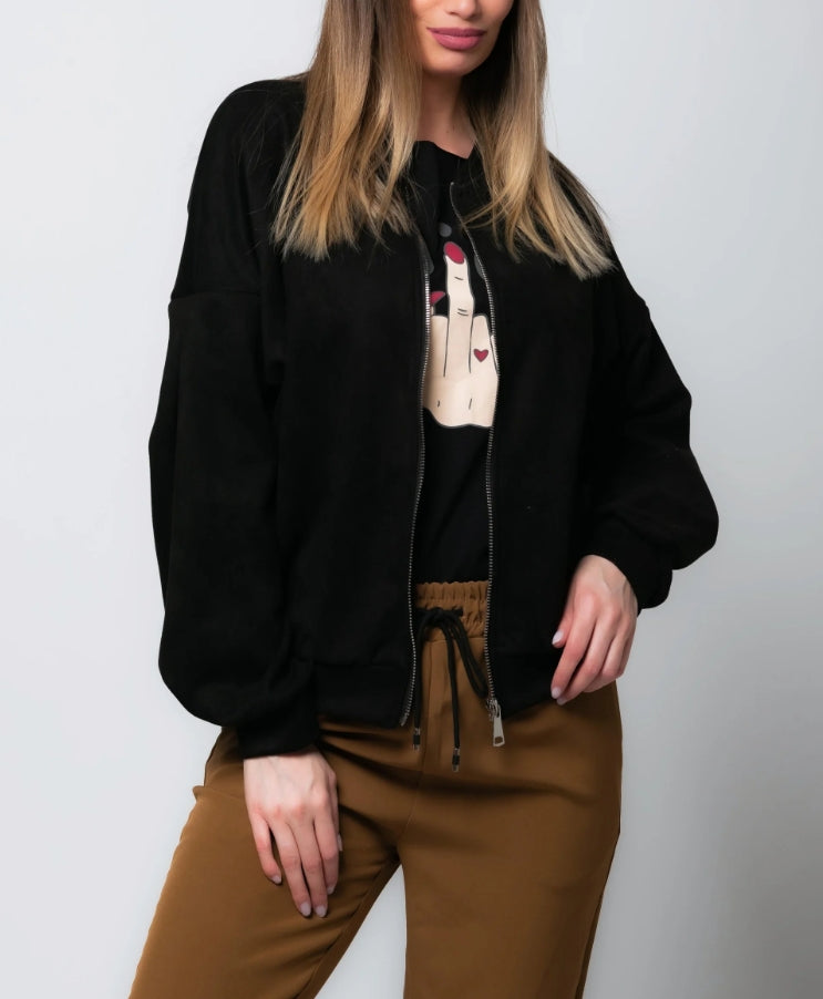 Luciana - Suede Bomber Jacket-15563530338677-Nancy & Mae Savannah