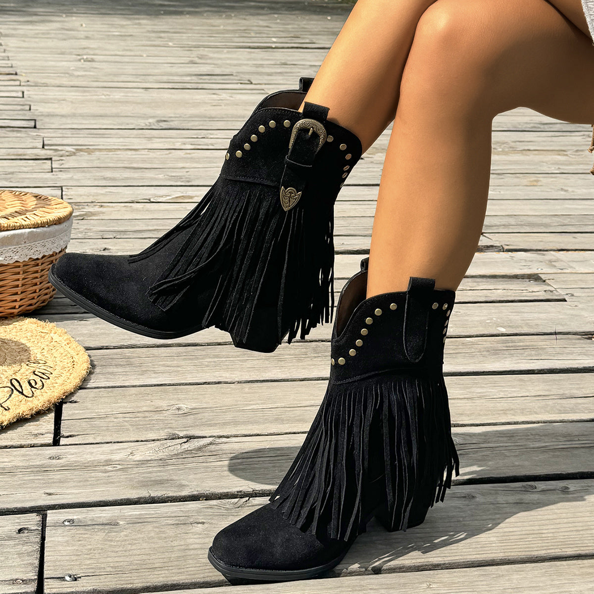 Luna - Heart-Shaped Fringe Boots-15553238991221-Mirella Fiore
