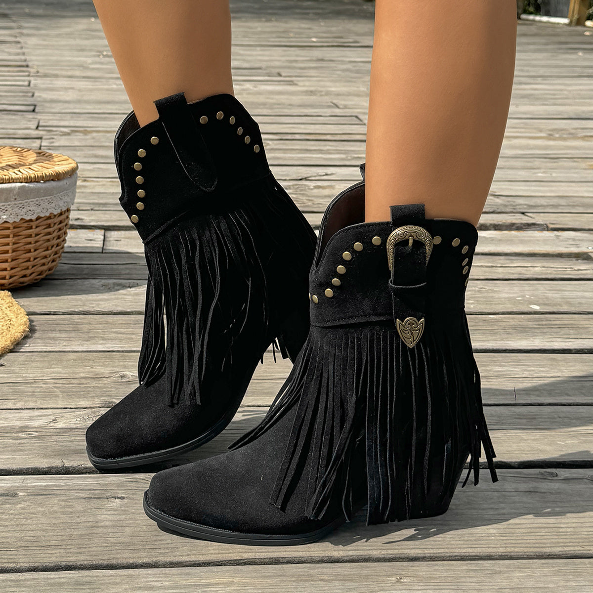 Luna - Heart-Shaped Fringe Boots-15553238991221-Mirella Fiore
