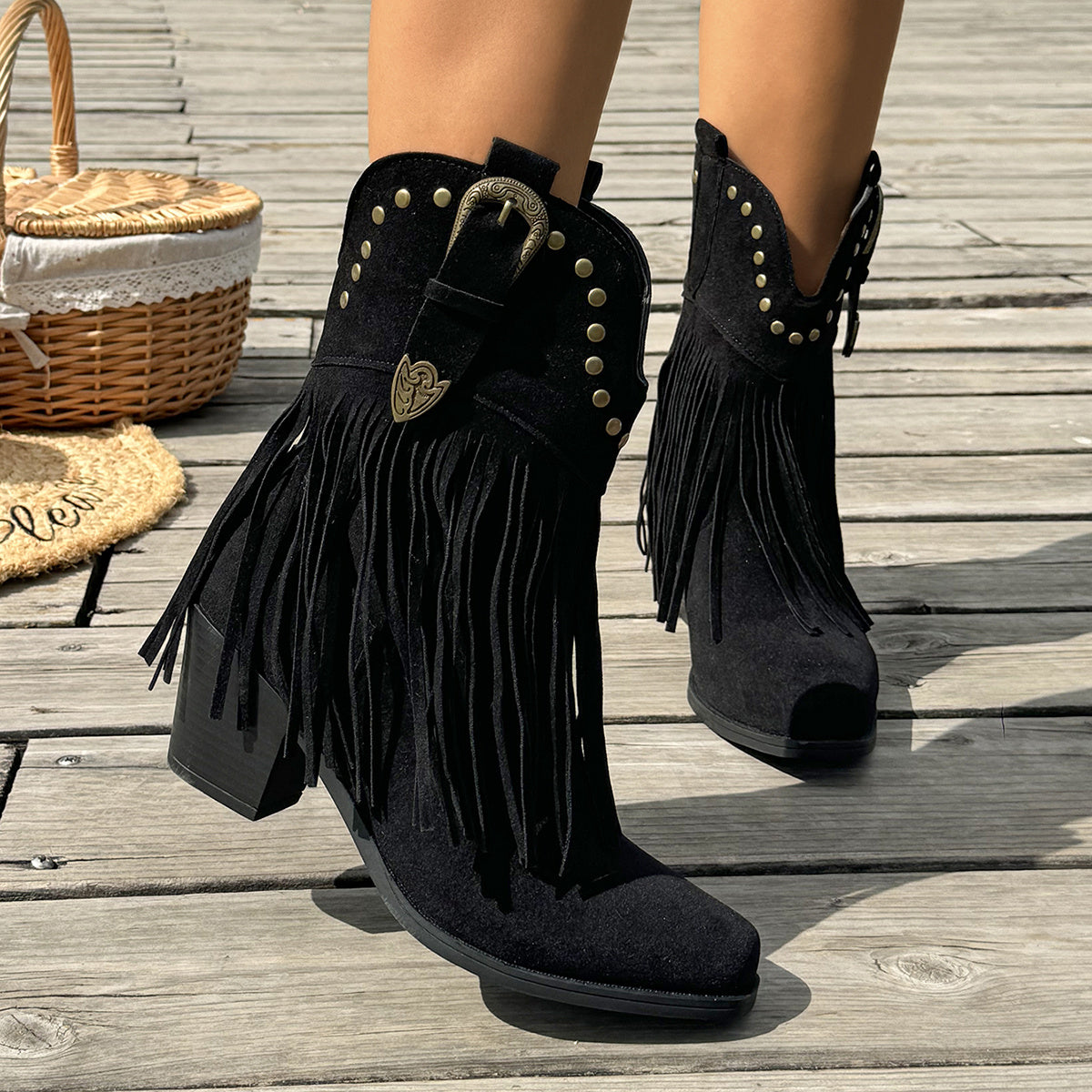 Luna - Heart-Shaped Fringe Boots-15553238991221-Mirella Fiore