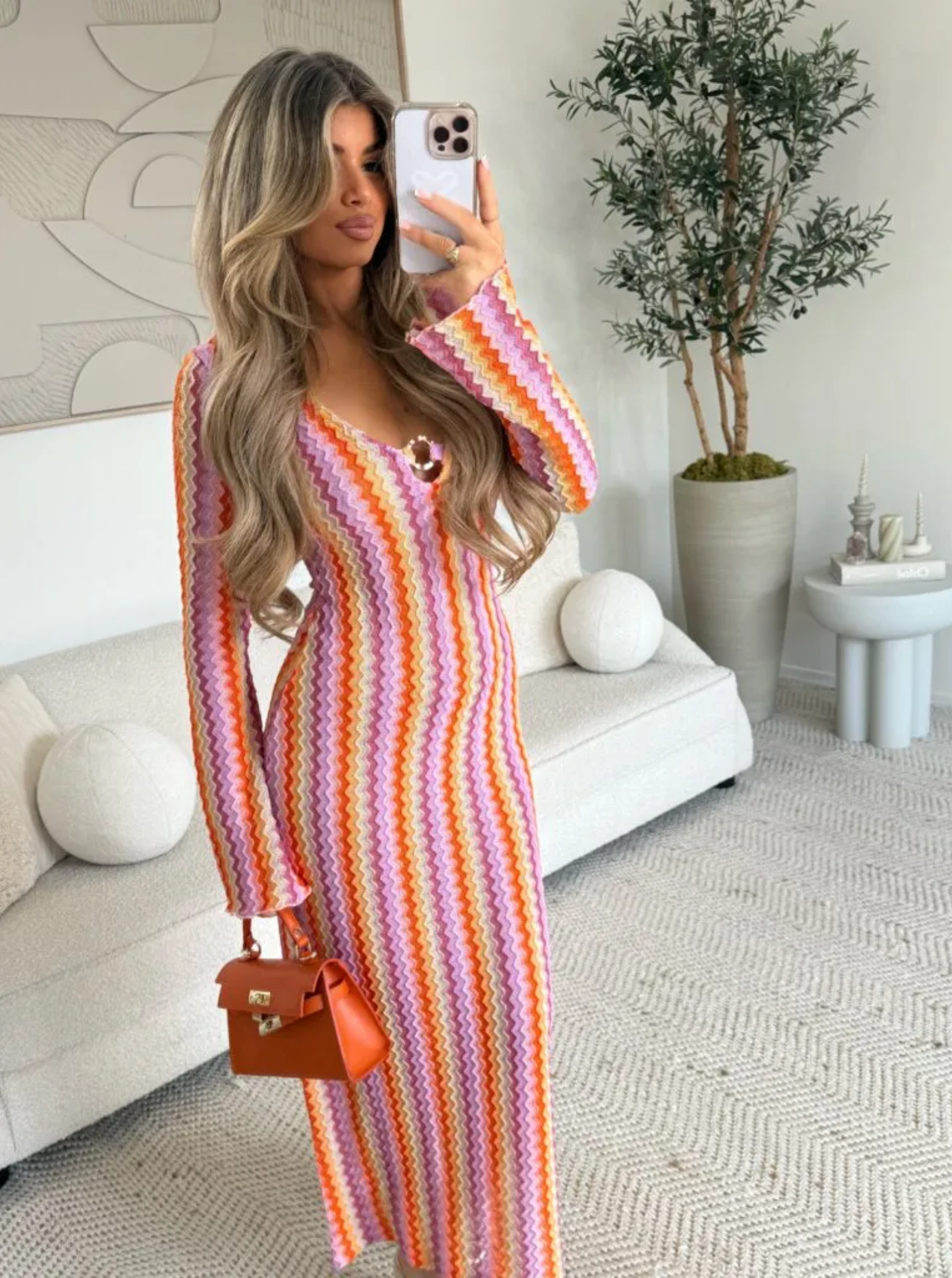 Lunarie – Retro chevron knit – Maxi dress-15283423084917-Mirella Fiore