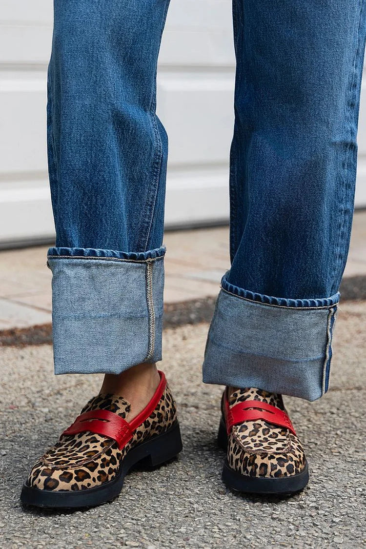 MADISON - LEOPARD PRINT LOAFER WITH RED DETAIL-15549133816181-Mirella Fiore