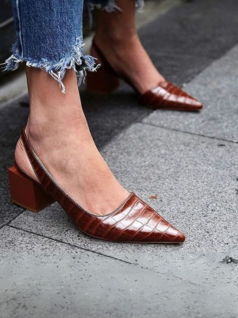 MAE - CROC-EFFECT SLINGBACK HEELS-15549014770037-Mirella Fiore