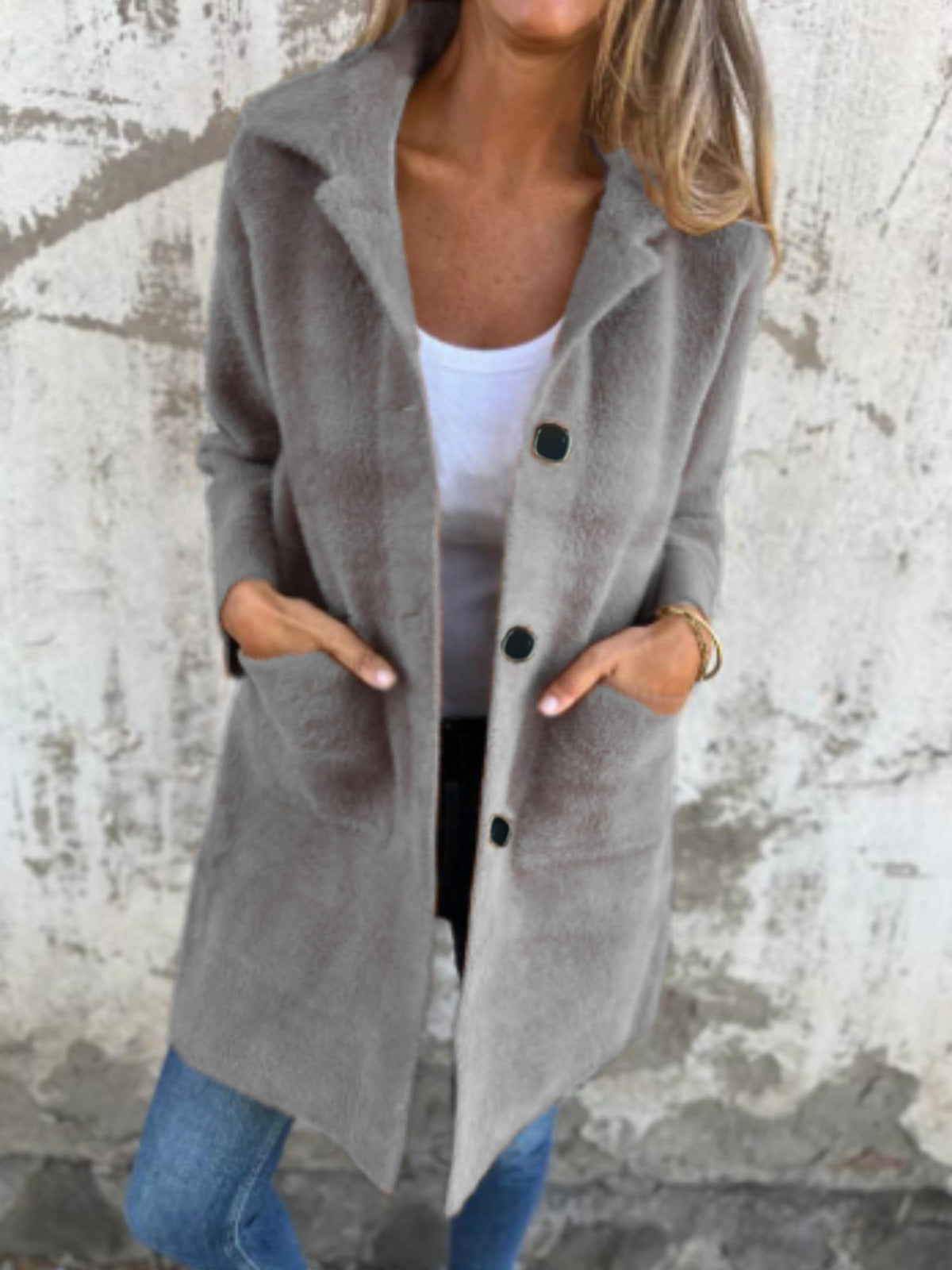 MARCE - Casual Coat with Buttons-15519826116981-Mirella Fiore