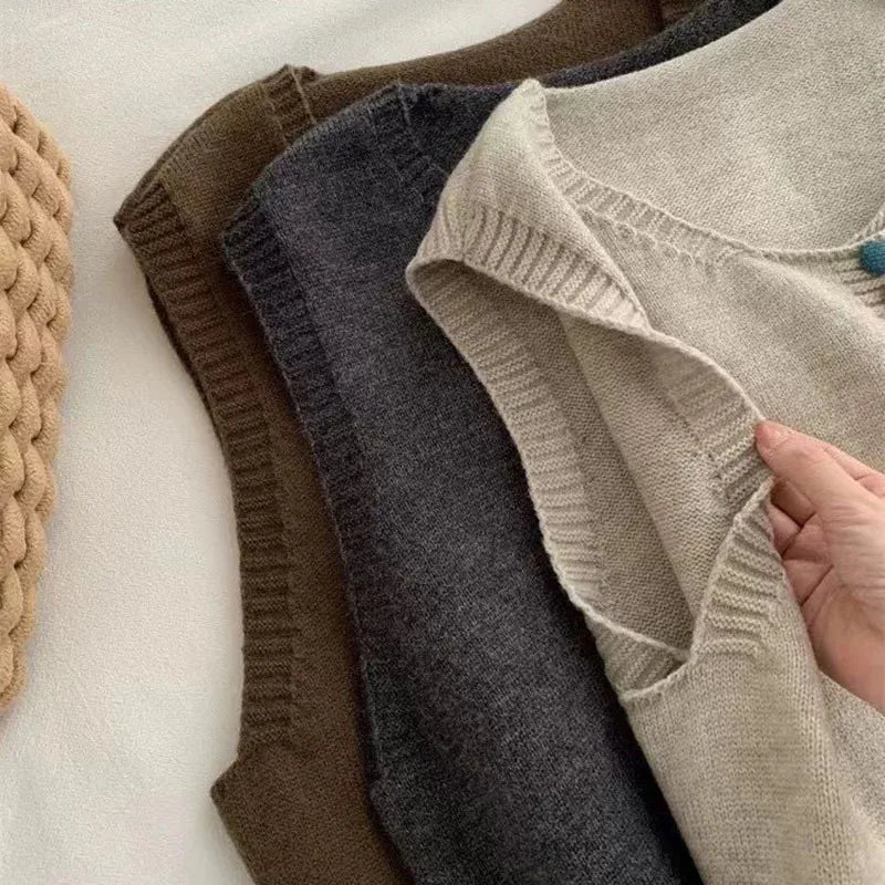 MARIBEL - COLOR-BUTTON KNIT VEST-15519212175733-Nancy & Mae Savannah