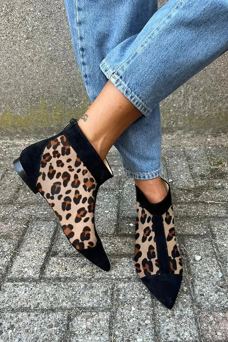 MARIEL - LEOPARD PRINT ANKLE BOOT WITH POINTED TOE-15549134602613-Nancy & Mae Savannah