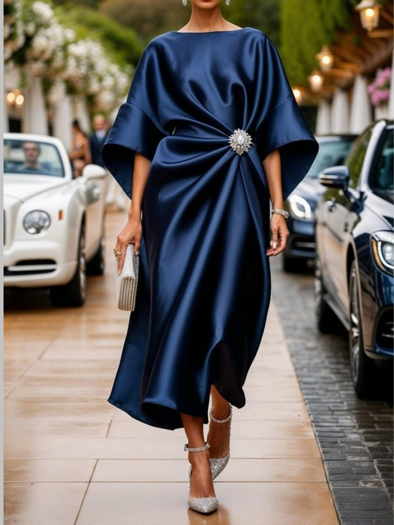 MARIS - SATIN ELEGANCE DRESS-15549014475125-Mirella Fiore
