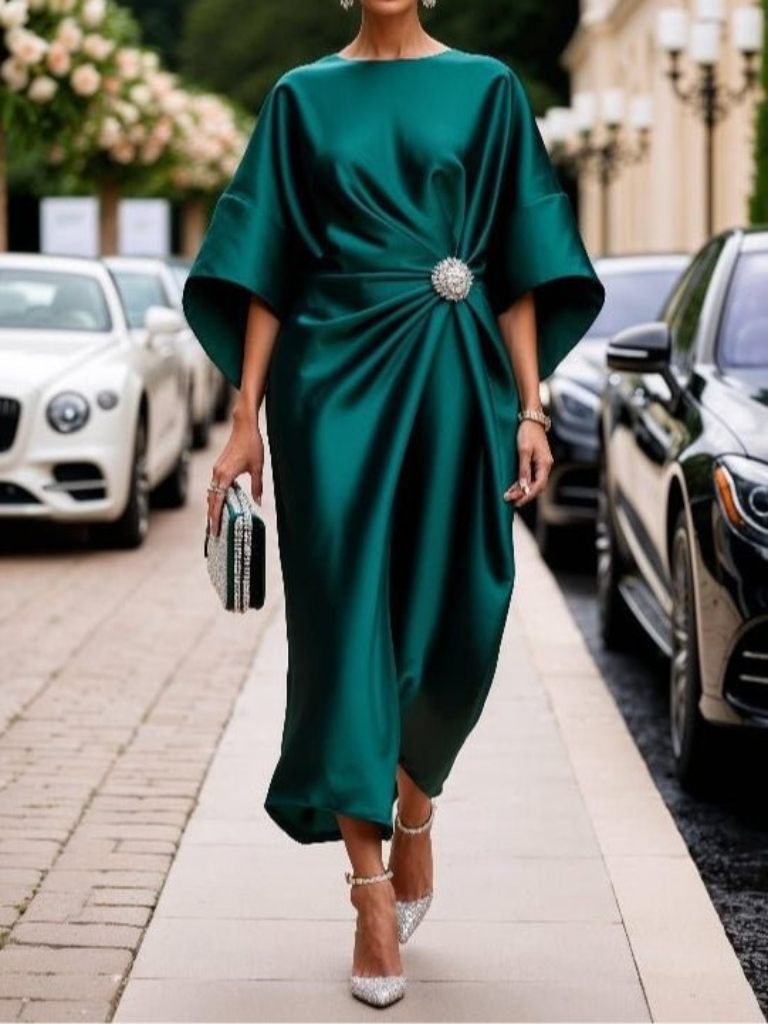 MARIS - SATIN ELEGANCE DRESS-15549014475125-Mirella Fiore