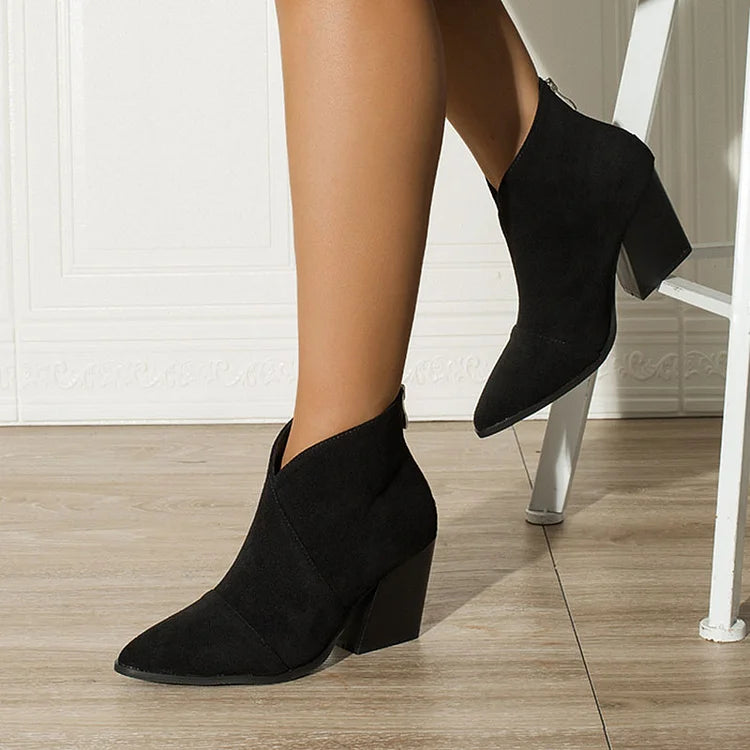 MARIZ - POINTED ANKLE BOOT WITH SUEDE EFFECT-15549134635381-Nancy & Mae Savannah
