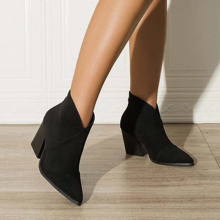 MARIZ - POINTED ANKLE BOOT WITH SUEDE EFFECT-15549134635381-Nancy & Mae Savannah