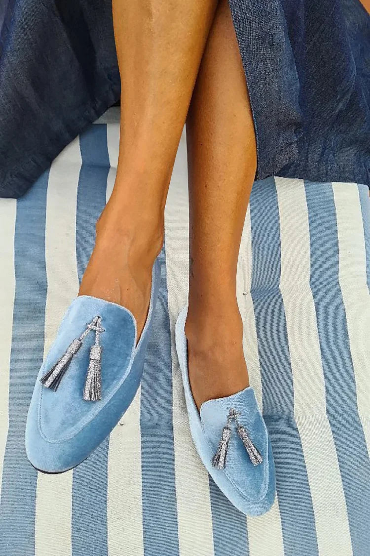 MARLENE - SLIPPER WITH SILVER TASSEL-15553866269045-Mirella Fiore