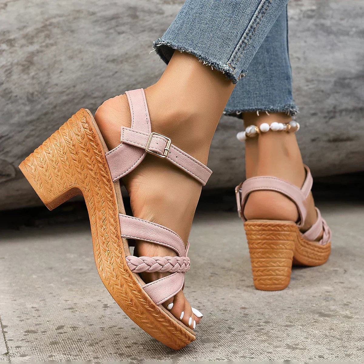 MELODIE - BRAIDED STRAP PLATFORM SANDALS-15549135421813-Mirella Fiore