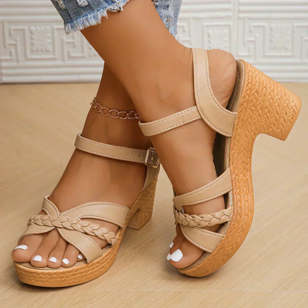 MELODIE - BRAIDED STRAP PLATFORM SANDALS-15549135421813-Mirella Fiore