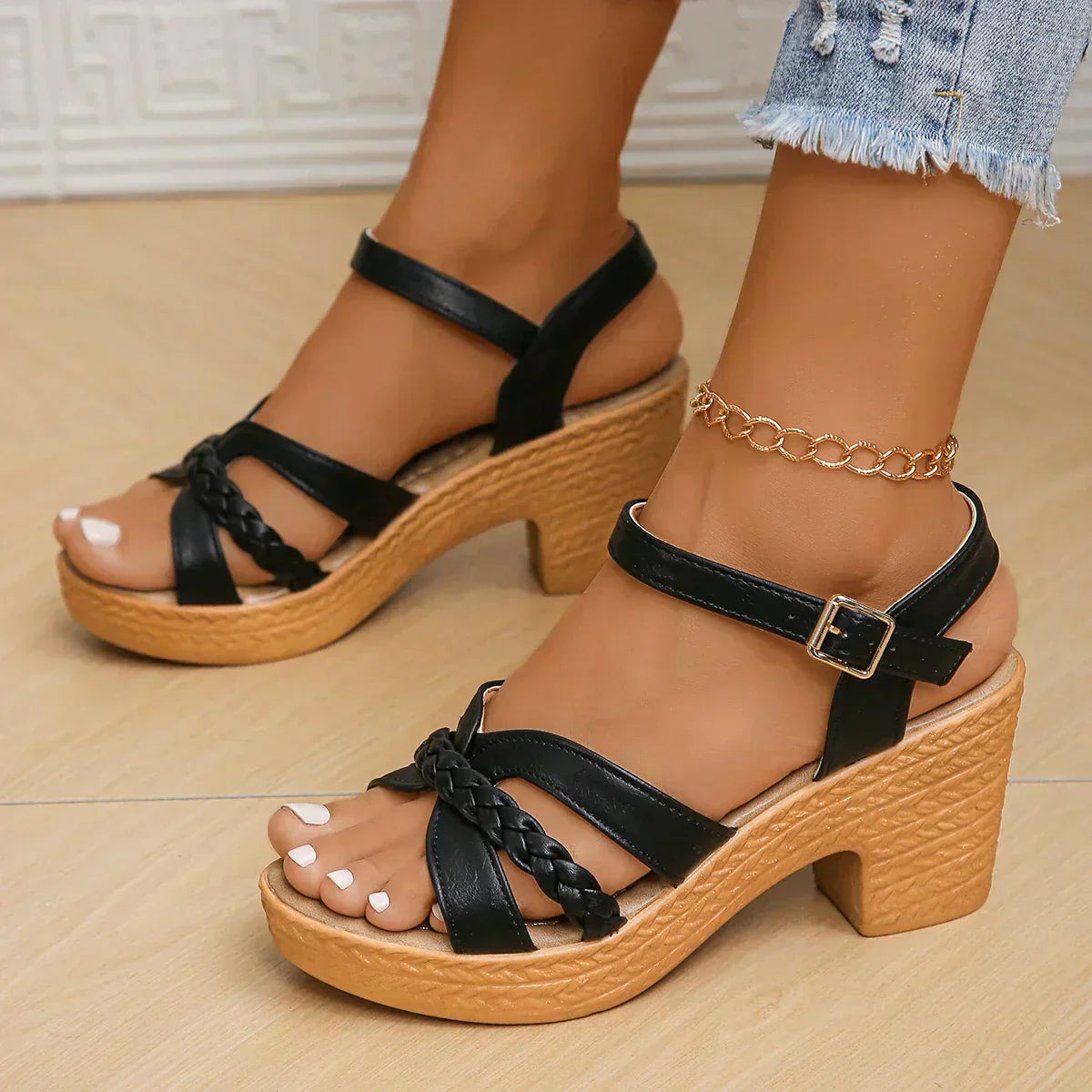 MELODIE - BRAIDED STRAP PLATFORM SANDALS-15549135421813-Mirella Fiore