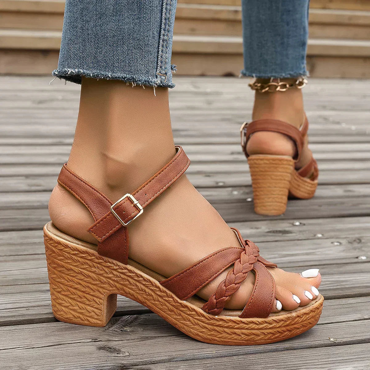 MELODIE - BRAIDED STRAP PLATFORM SANDALS-15549135421813-Mirella Fiore