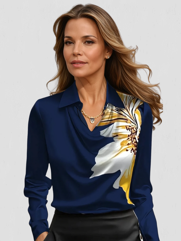 MELODY - SATIN DRAPE BLOUSE-15549013819765-Mirella Fiore