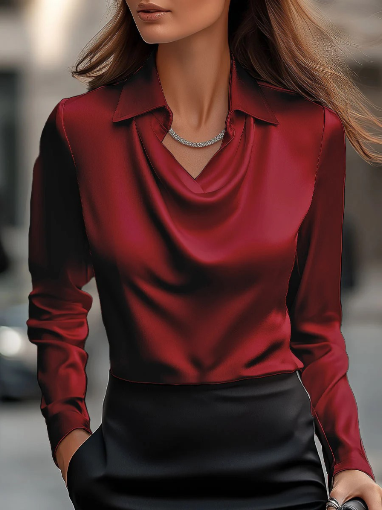 MELODY - SATIN DRAPE BLOUSE-15549013819765-Mirella Fiore