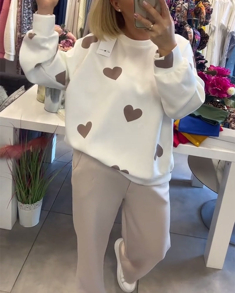MILU - Cotton Blend Sweater with Hearts-15519825527157-Mirella Fiore