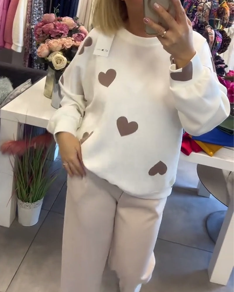 MILU - Cotton Blend Sweater with Hearts-15519825527157-Mirella Fiore