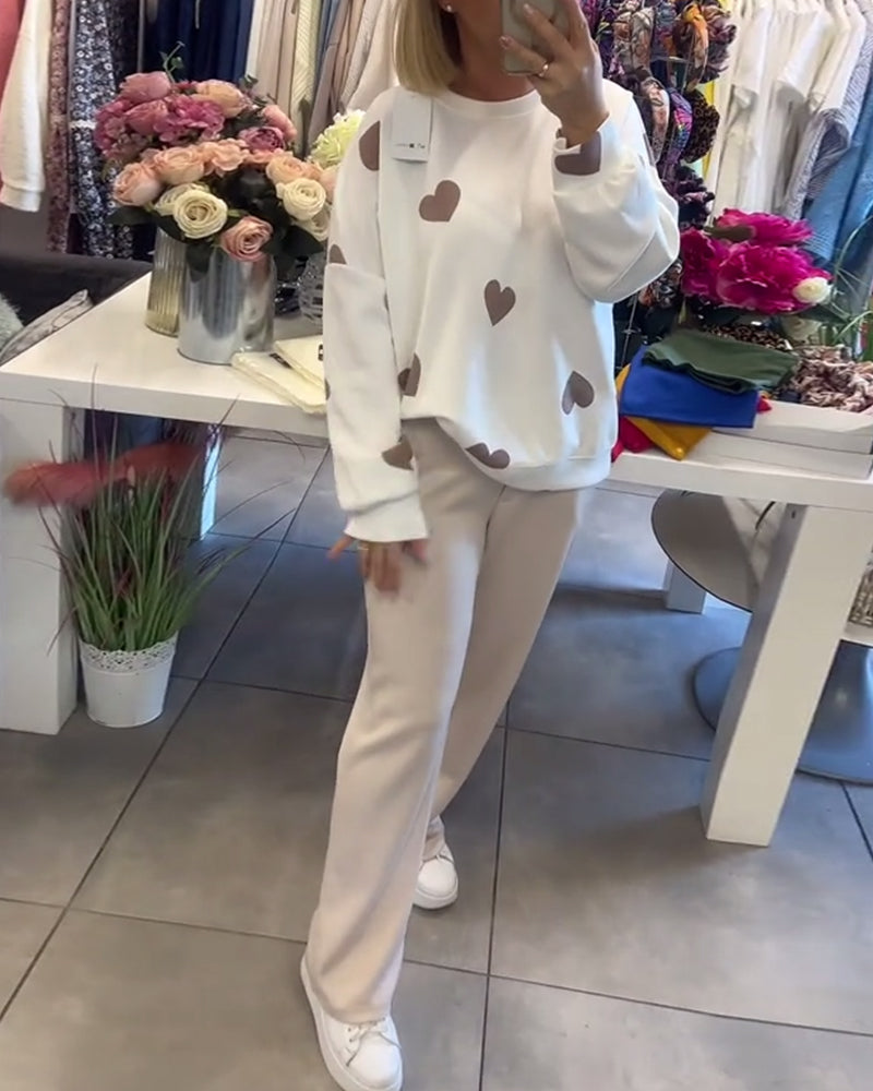 MILU - Cotton Blend Sweater with Hearts-15519825527157-Mirella Fiore