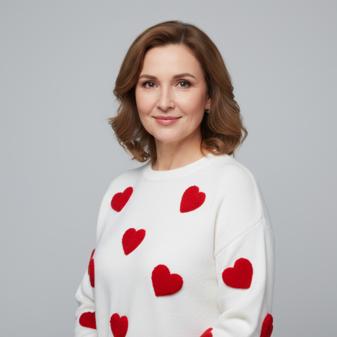 MILU - Cotton Blend Sweater with Hearts-15519825527157-Mirella Fiore