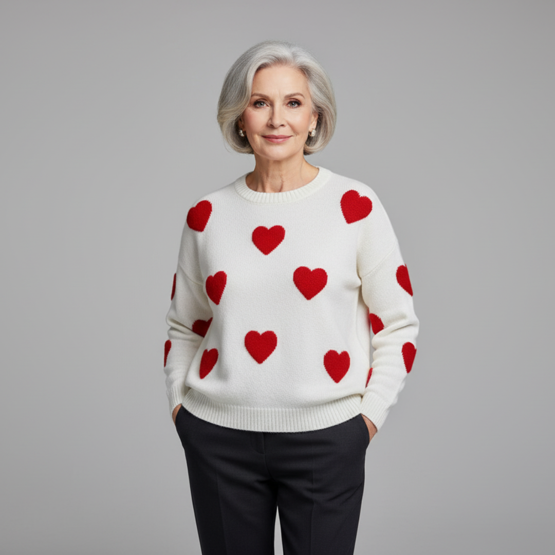 MILU - Cotton Blend Sweater with Hearts-15519825527157-Mirella Fiore