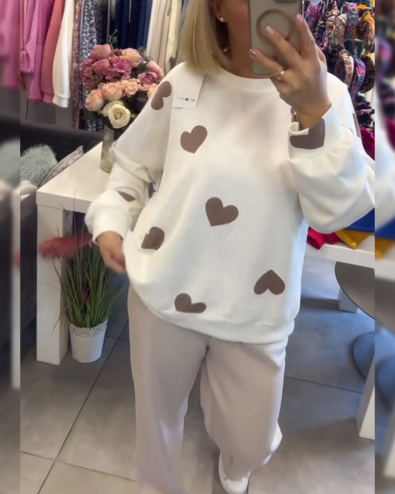 MILU - Cotton Blend Sweater with Hearts-15519825527157-Mirella Fiore