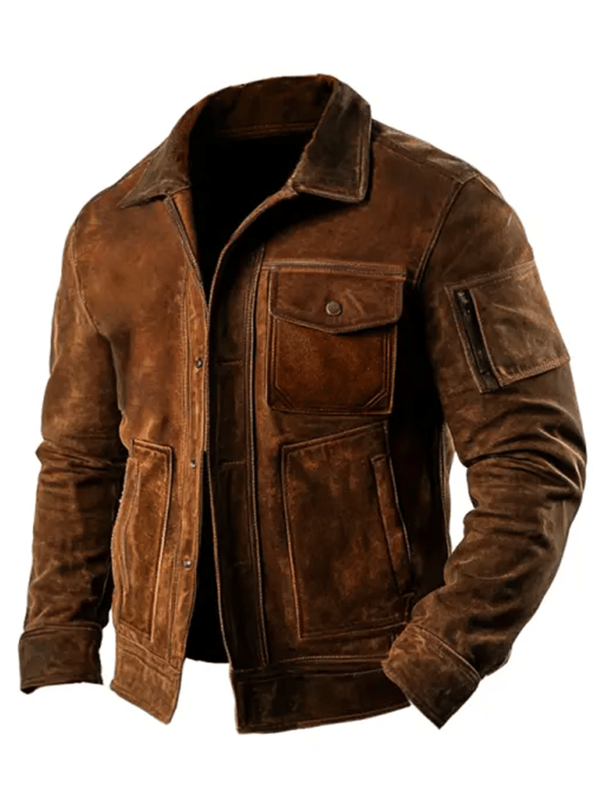 Marcus - Men's Vintage Suede Pocket Outdoor Jacket-15551926239605-Mirella Fiore