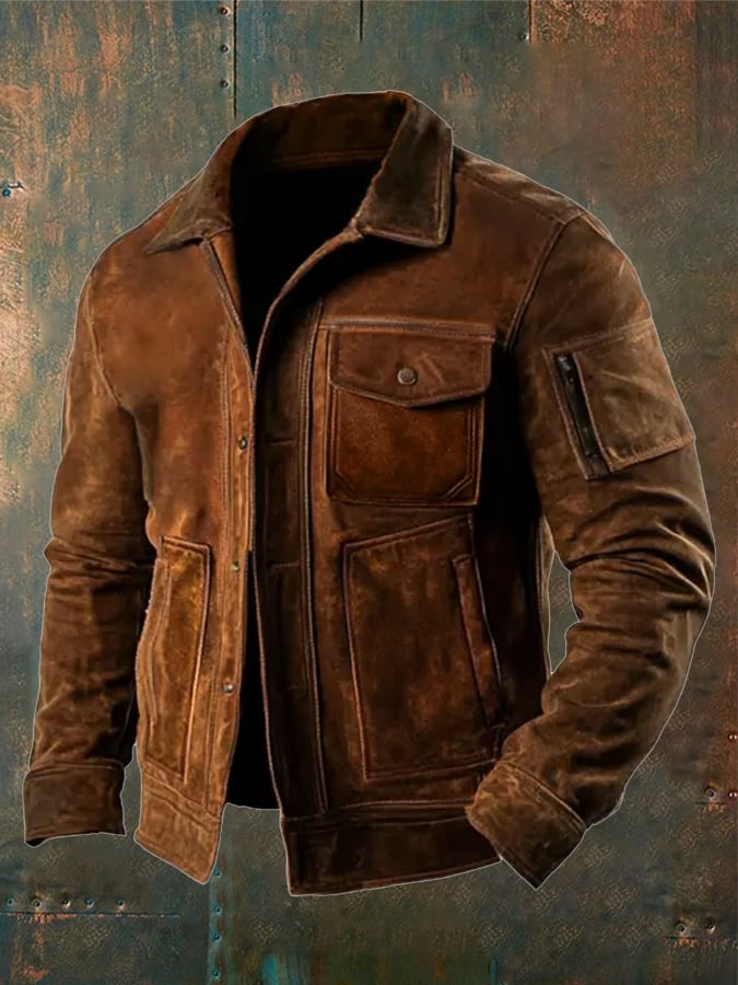 Marcus - Men's Vintage Suede Pocket Outdoor Jacket-15551926239605-Mirella Fiore